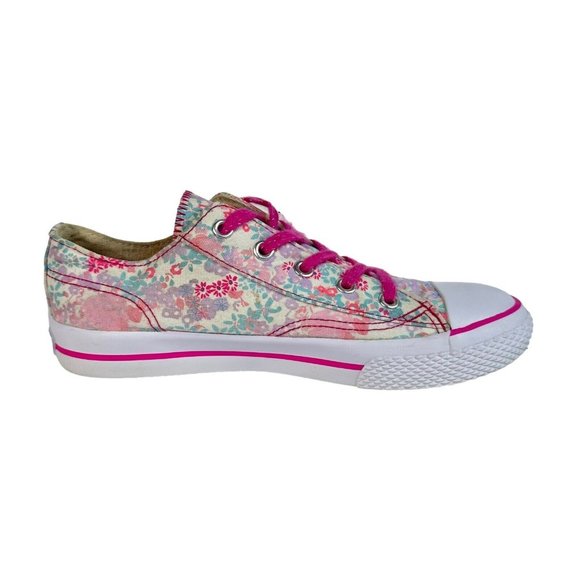 Airwalk Floral Canvas Shoes Girls Size 2 White Pink Sneakers - Picture 8 of 10